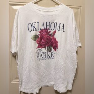 State of Mine Oklahoma Flower Market Cotton Tee Shirt White wi Rose Graphic XXL